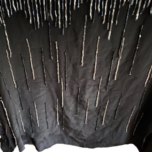Vintage 80s beaded sequin silk shimmy top M - Picture 9 of 14